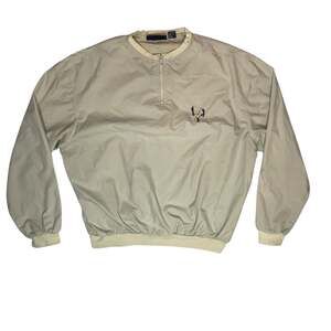 Pivot Rules Golf Pullover Windbreaker 1/4 Zip Cream XL Vintage
